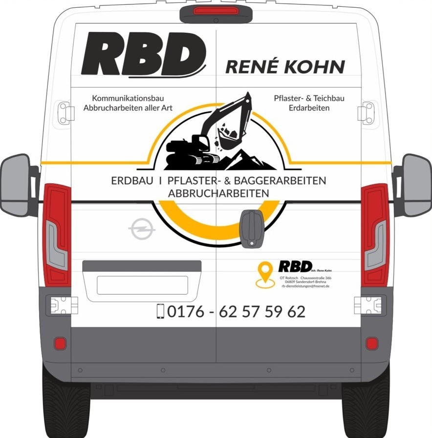 Fahrzeugdesign Mockup Heck – RBD René Kohn Beschriftung
